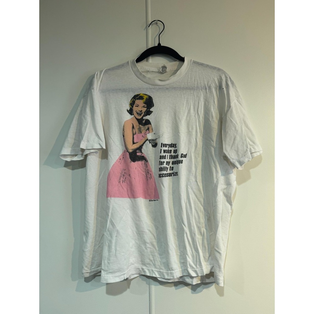 Vintage Stanley Desantis‎ Shirt Mens Large White Audrey Hepburn Graphic Tee 90s